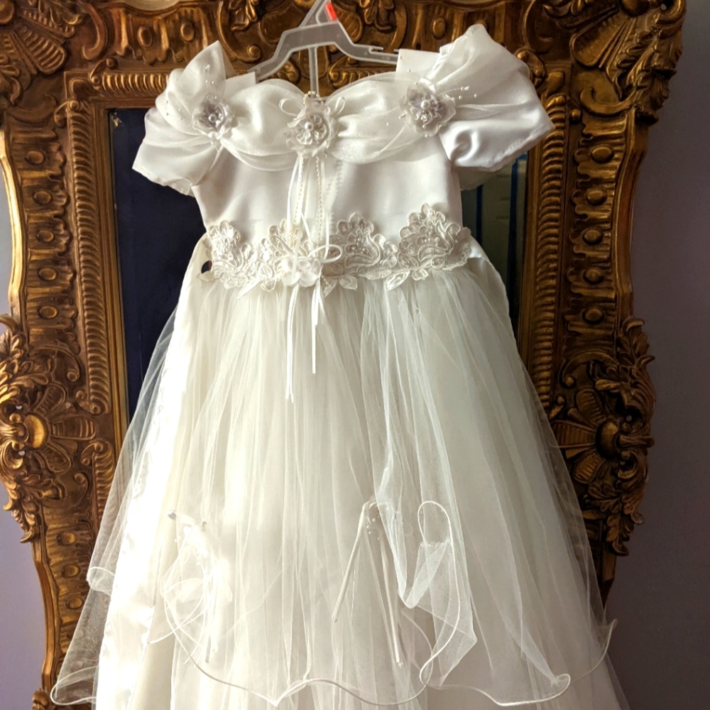 Joy kid Baptism, wedding, flower girl dress.